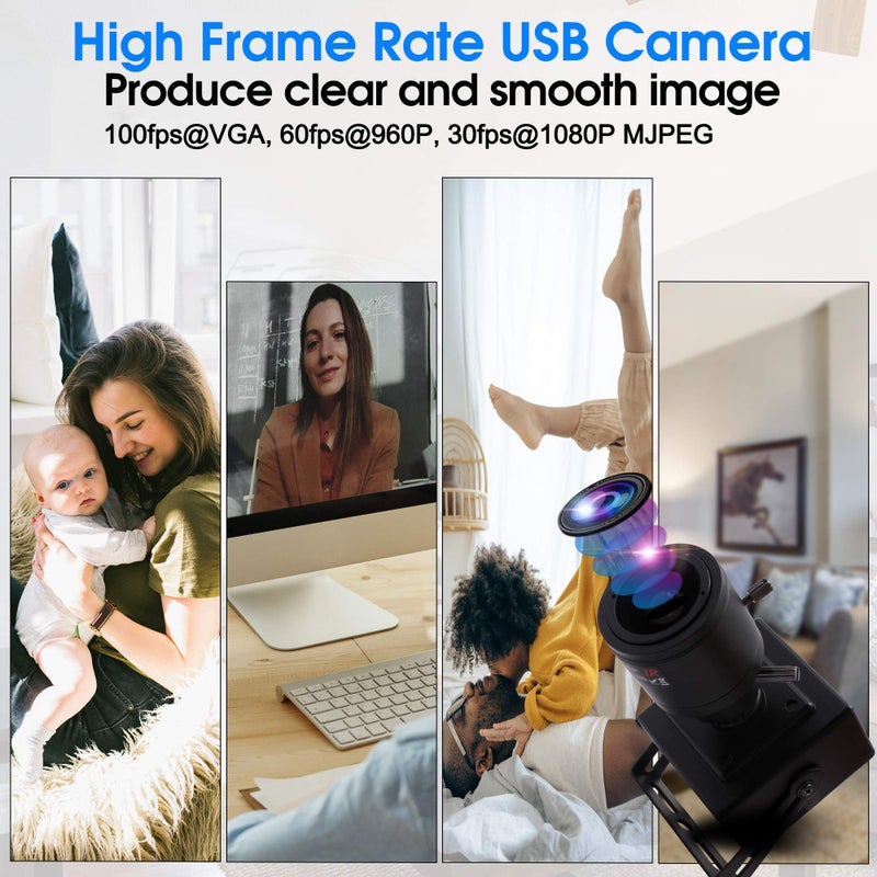 SVPRO 1080P USB Zoom Camera with 2.8-12mm Manual Lens, HD Mini Camera 100fps/60fps/30fps CMOS OV2710 Portable USB Webcam with Metal Case for PC & Laptop - Image 4